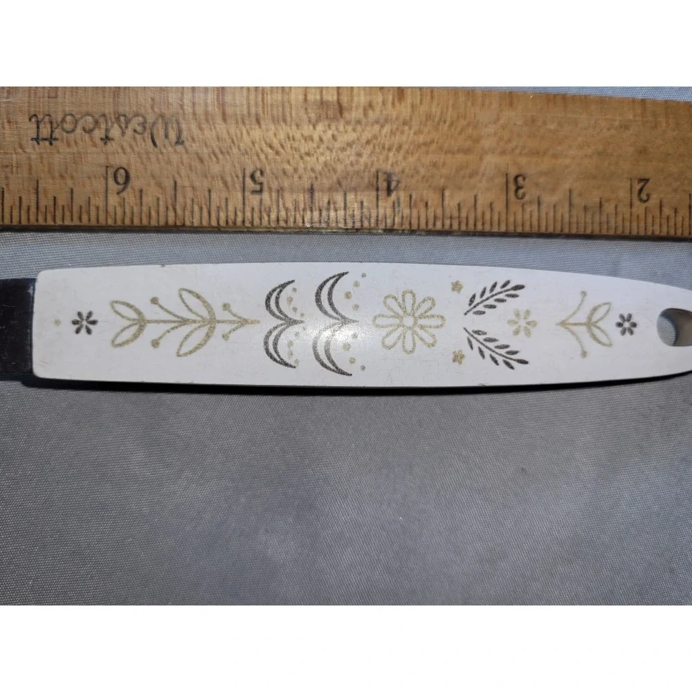 Vintage EKCO Century Stainless Steel Serving Fork White Floral Plastic